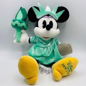 DISNEY Store Minnie Mouse 12 inch Statue Of Liberty Plush Toy New York Animal